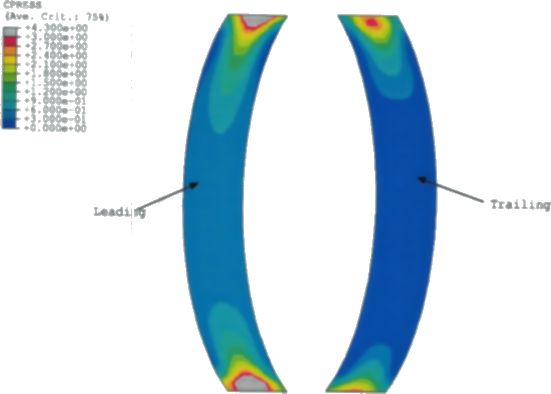 Contact pressure distribution after eliminating numerical artefacts through geometric control