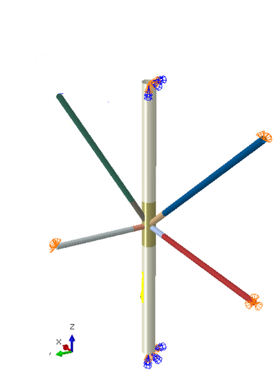 Detailed local FEA model of a structural joint.